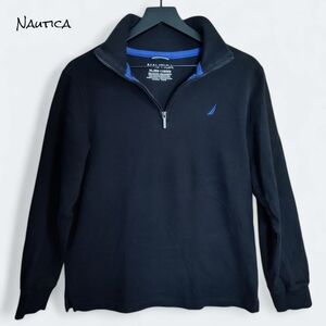 Nautica Boys 1/4 zip black polo shirt size XL 18-20